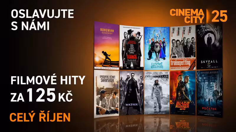 Cinema City slaví 25 let v České republice. Filmové hity vrací na plátna za 125 Kč